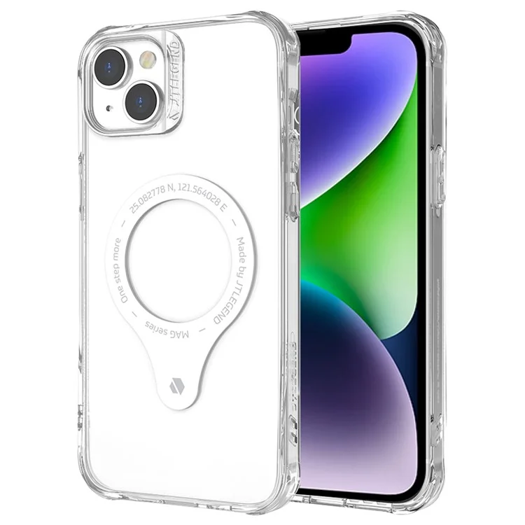 TLEGEND DX MAG Anti-scratch Téléphone Case Pour Iphone 14, TPU Military TPU + PC Couverture de Téléphone Anti-drop With Camera Trame Support Wireless Charging - Transparent