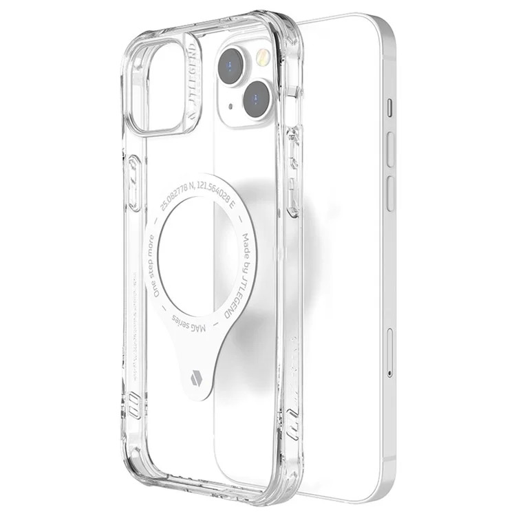 TLEGEND DX MAG Anti-scratch Téléphone Case Pour Iphone 14, TPU Military TPU + PC Couverture de Téléphone Anti-drop With Camera Trame Support Wireless Charging - Transparent