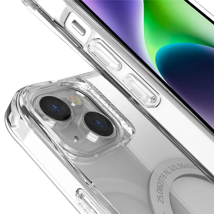 TLEGEND DX MAG Anti-scratch Téléphone Case Pour Iphone 14, TPU Military TPU + PC Couverture de Téléphone Anti-drop With Camera Trame Support Wireless Charging - Transparent
