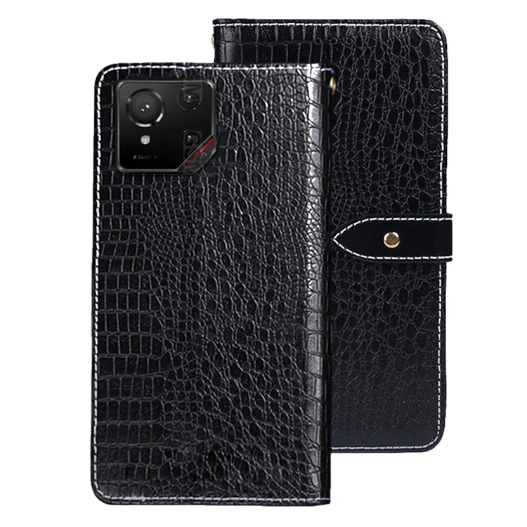 IDEWEI Para Asus ROG Phone 9 5G Funda Textura de Cocodrilo Cubierta de Teléfono de Cuero PU - Negro