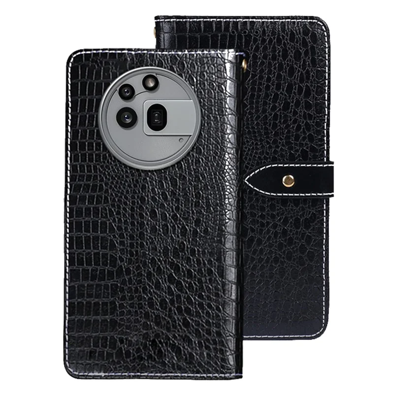 IDEWEI Per Nothing Phone (3a) Pro Cover in Pelle di Coccodrillo con Flip - Nero