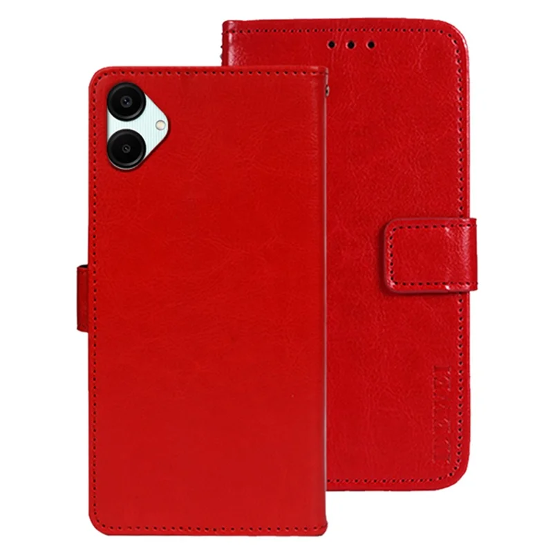 IDEWEI For Samsung Galaxy A06 5G Stand Case Crazy Horse Texture Leather Phone Cover - Red