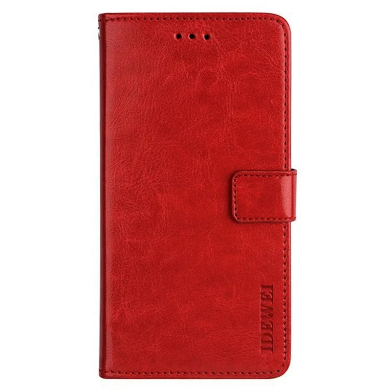 IDEWEI For Samsung Galaxy A06 5G Stand Case Crazy Horse Texture Leather Phone Cover - Red
