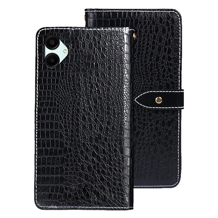 IDEWEI Pour étui Samsung Galaxy A06 5G Texture Crocodile en Cuir PU à Rabat - Noir
