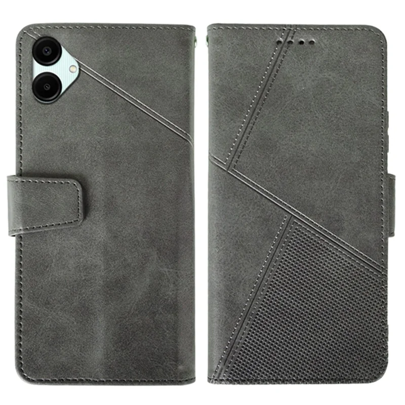 IDEWEI For Samsung Galaxy A06 5G Case Leather Wallet Phone Cover Stand Calf Texture - Grey