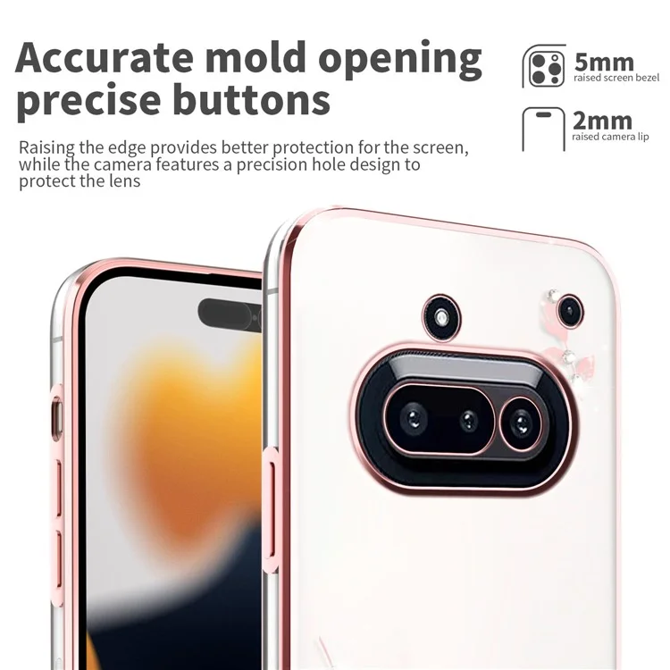 KADEM Hülle für Nothing Phone (3a) Blume Strass Dekor TPU Handyhülle - Roségold
