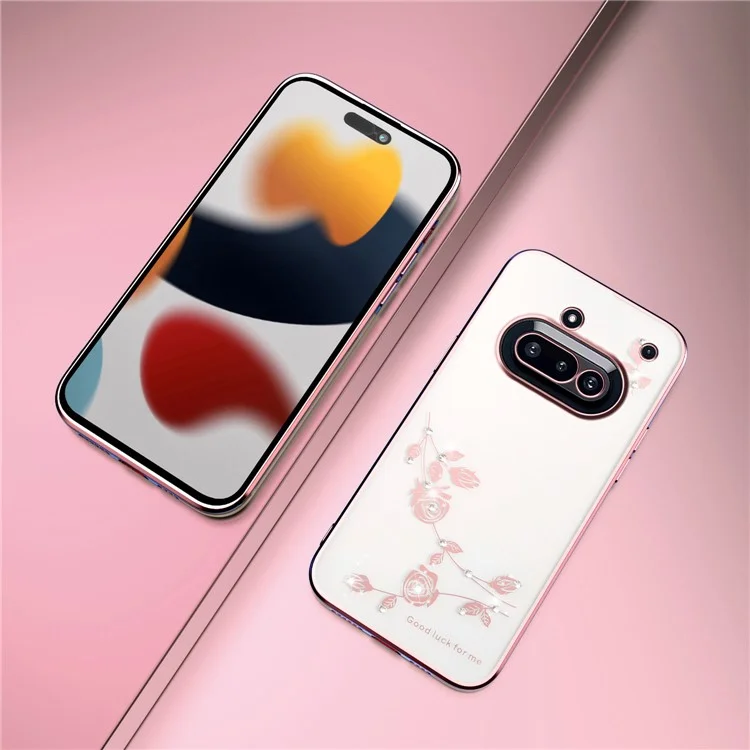 KADEM Hülle für Nothing Phone (3a) Blume Strass Dekor TPU Handyhülle - Roségold