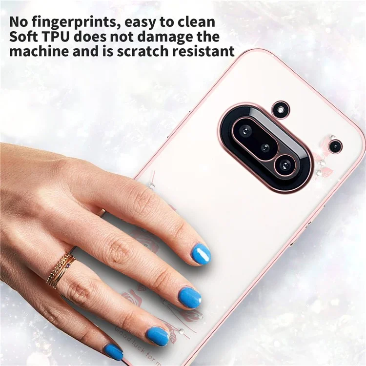 KADEM Hülle für Nothing Phone (3a) Blume Strass Dekor TPU Handyhülle - Roségold