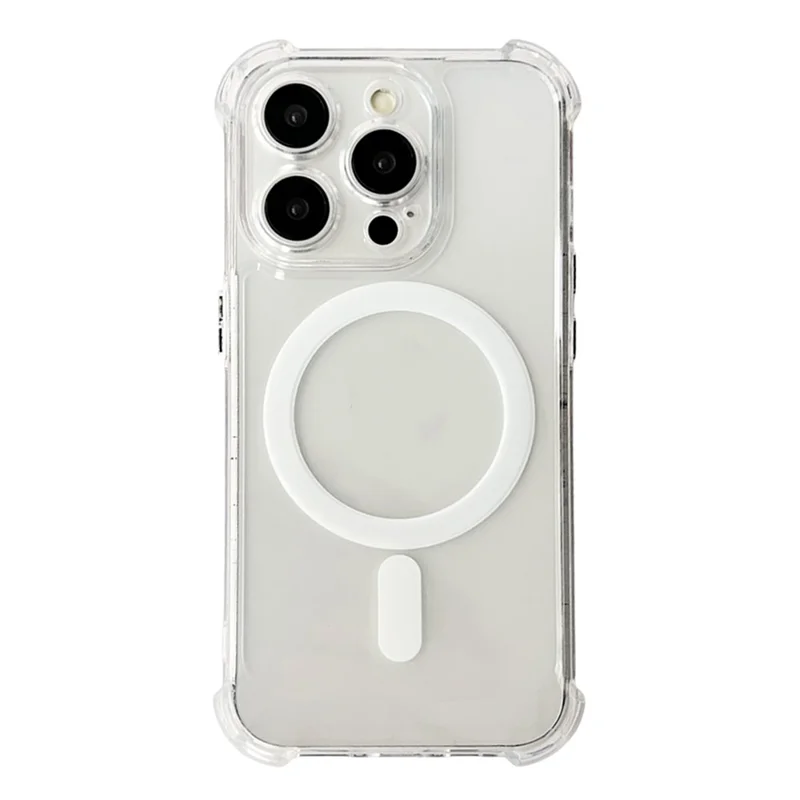 SHANWO For iPhone 15 Pro Max Magnetic Case Anti Drop Soft TPU Clear Phone Back Cover - White