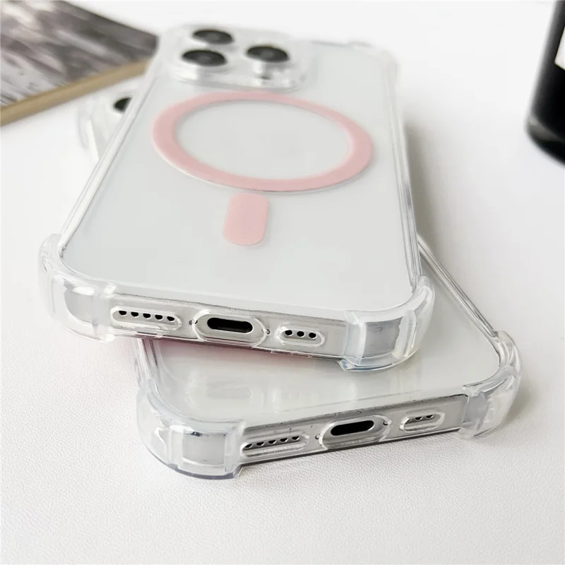 SHANWO For iPhone 14 Pro Magnetic Case Anti Drop Soft TPU Clear Phone Back Cover - White