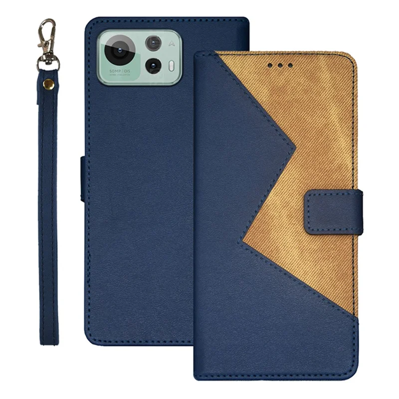 IDEWEI For Asus Zenfone 12 Ultra 5G Case Card Slots Splicing Color Leather Phone Cover - Blue