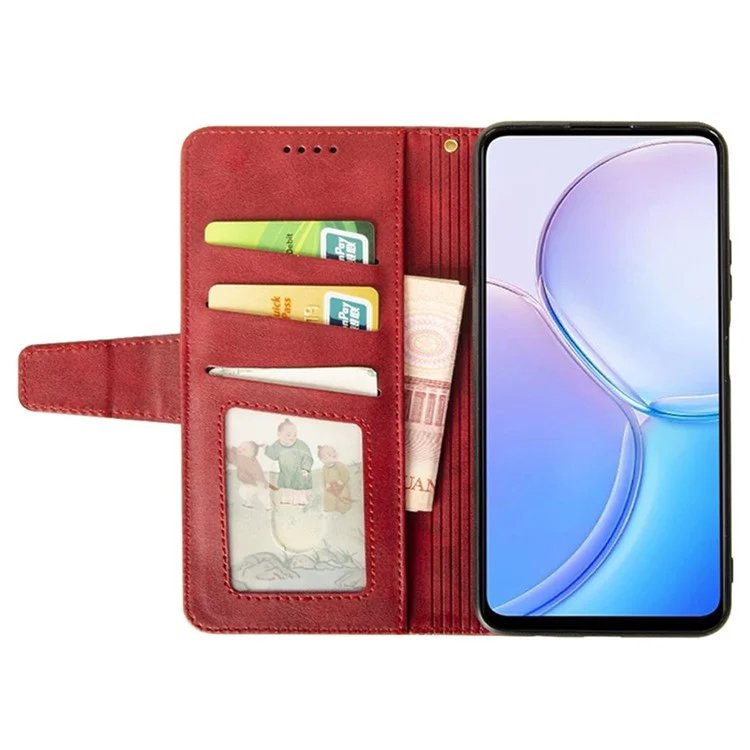 IDEWEI Pour Asus Zenfone 12 Ultra 5G Étui en Cuir de Veau Portefeuille Support de Téléphone - Rouge