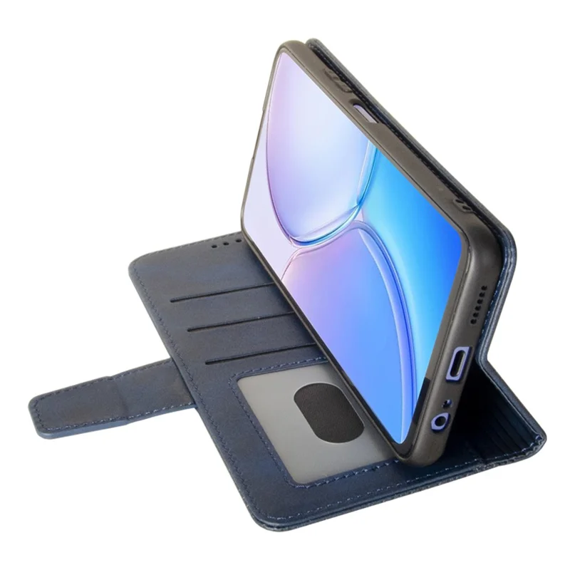 IDEWEI Pour Motorola Moto E15 4G Étui en Cuir Portefeuille Support de Téléphone - Texture de Veau Bleu