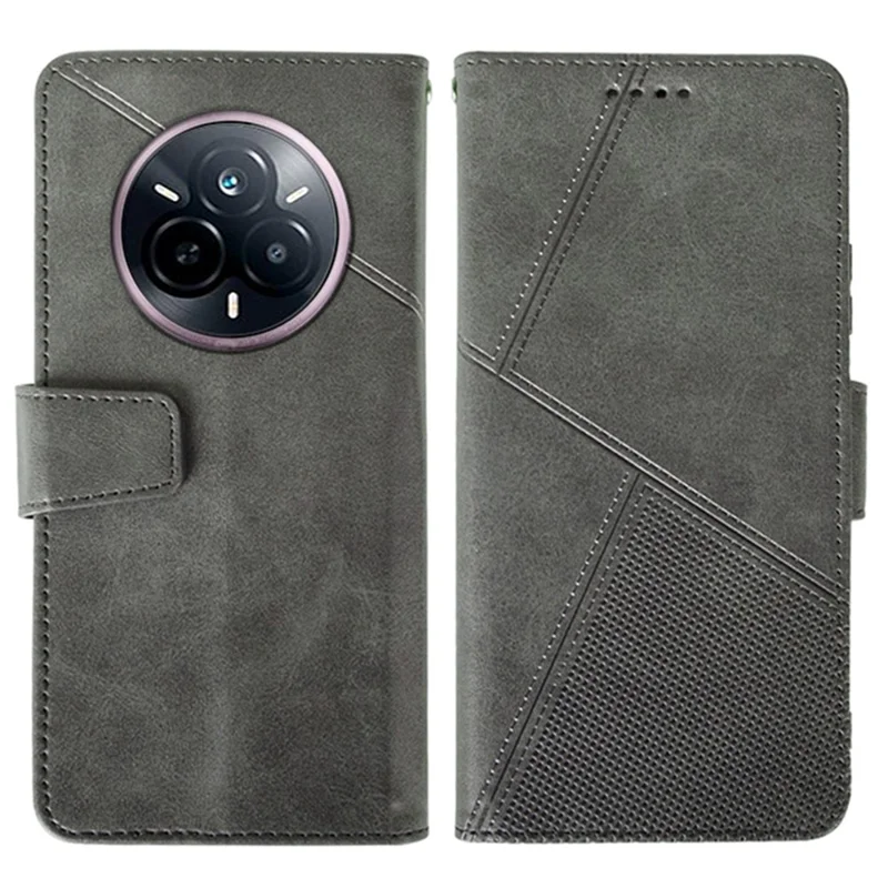 IDEWEI For Realme 14 Pro 5G Case Leather Wallet Phone Cover Stand Calf Texture - Grey