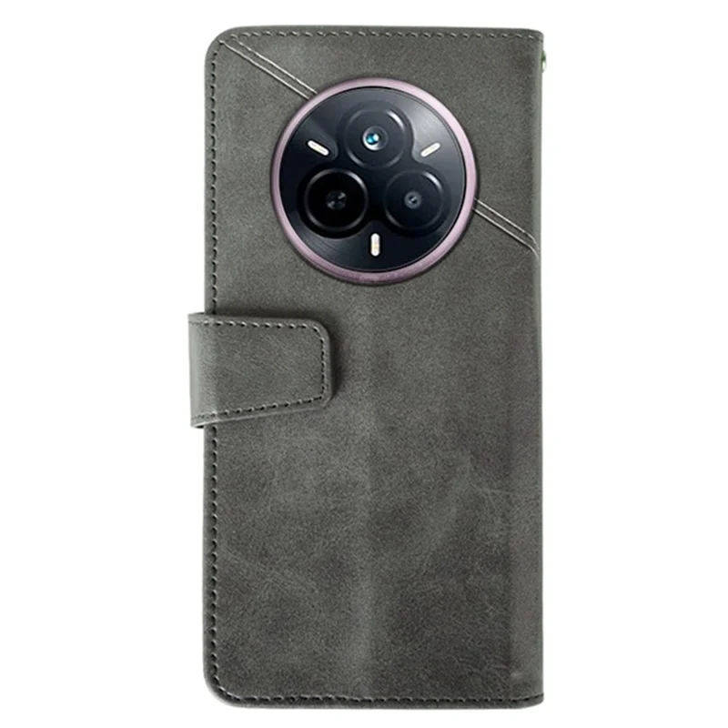 IDEWEI For Realme 14 Pro 5G Case Leather Wallet Phone Cover Stand Calf Texture - Grey