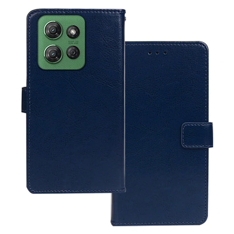 IDEWEI For Motorola Moto G Power (2025) Case Wallet Leather Phone Cover Crazy Horse Texture - Blue