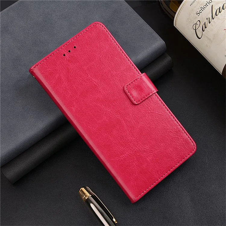 IDEWEI For Motorola Moto G Power (2025) Case Wallet Leather Phone Cover Crazy Horse Texture - Rose