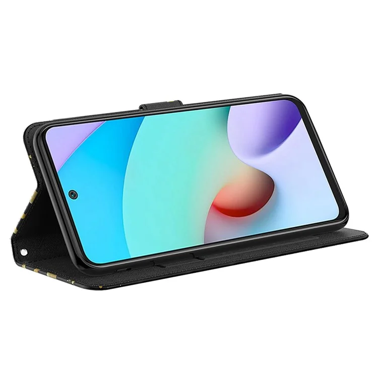 Pour Xiaomi Redmi A1 4G / A2 4G Étui de téléphone portefeuille avec motif 3D Impression Pu Cuir Sangle de poignet Sac à main Fonction de support Fermeture magnétique à rabat - Papillons dorés