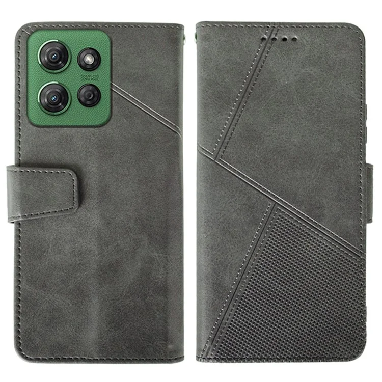 IDEWEI Para Motorola Moto G Power (2025) Funda Tipo Cartera de Cuero con Soporte - Textura de Ternero en Gris