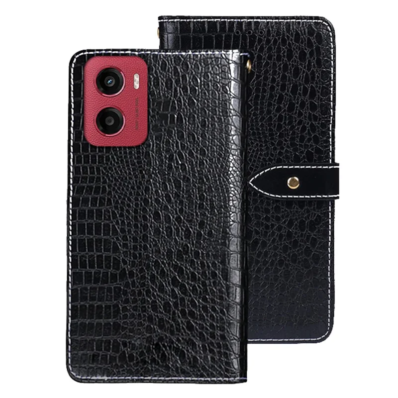IDEWEI For Motorola Moto G05 4G Case Crocodile Texture PU Leather Flip Phone Cover - Black