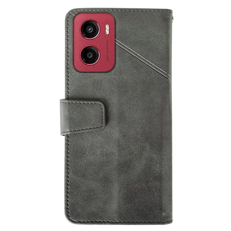 IDEWEI Per Motorola Moto G05 4G Cover in Pelle Portafoglio Supporto Texture Vitello - Grigio