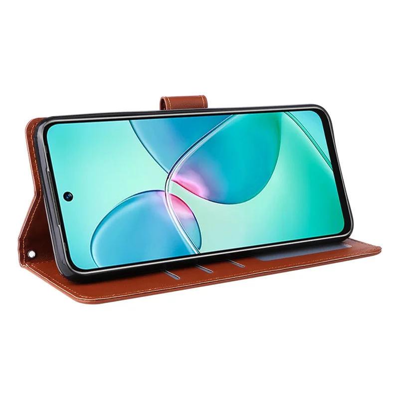 Custodia a portafoglio con supporto e vista per Infinix Hot 20 Play 4G - Cover in pelle PU - Marrone
