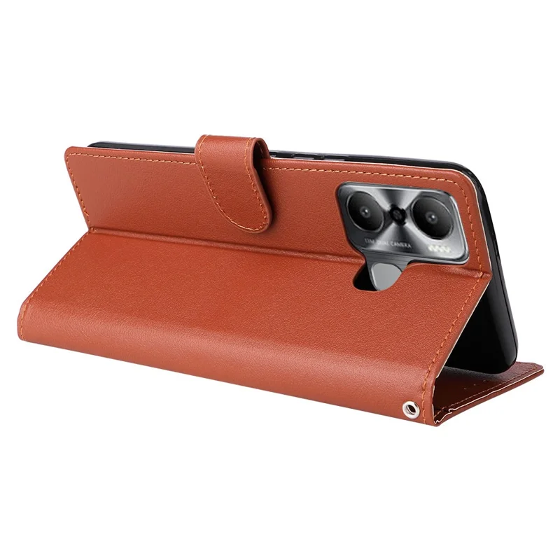 Custodia a portafoglio con supporto e vista per Infinix Hot 20 Play 4G - Cover in pelle PU - Marrone