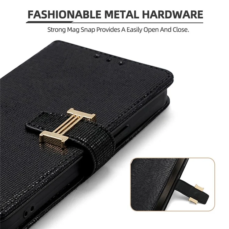 For Samsung Galaxy A15 4G Case Wallet Sequins Leather Crossbody Phone Cover - Black