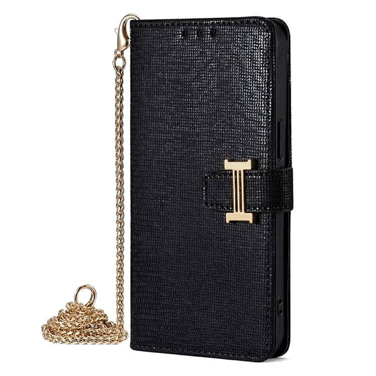 For Samsung Galaxy A15 4G Case Wallet Sequins Leather Crossbody Phone Cover - Black
