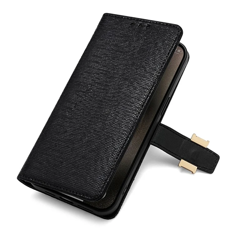 For Samsung Galaxy A15 4G Case Wallet Sequins Leather Crossbody Phone Cover - Black