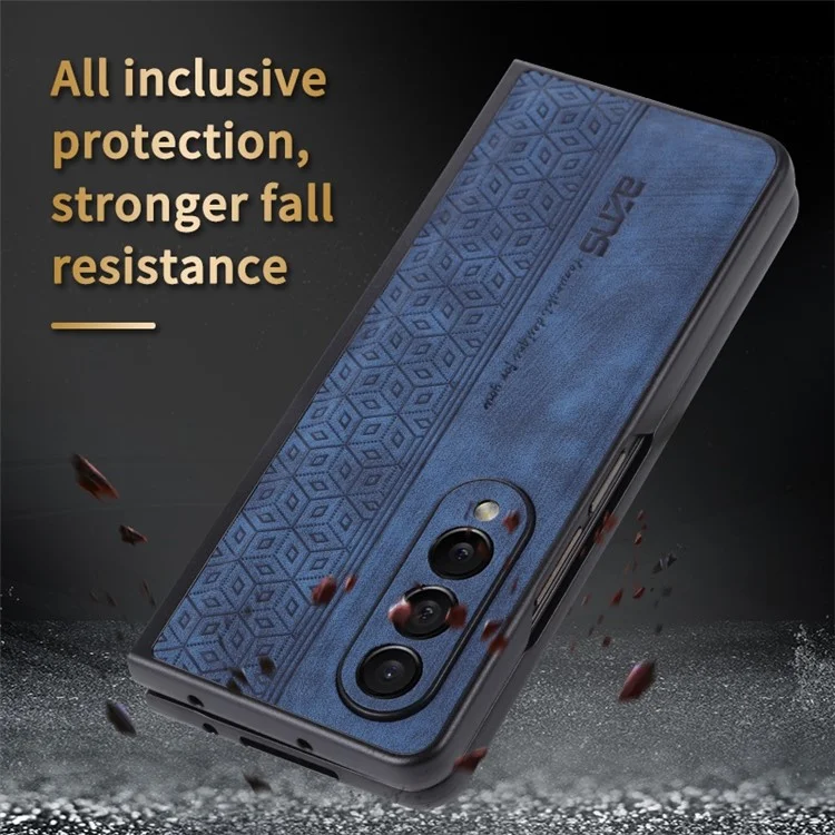 Capa de Telefone Azns Para Samsung Galaxy Z Fold4 5g Padrão Impresso PU PU Comprela TPU Anti-drop Cobertura - Castanho