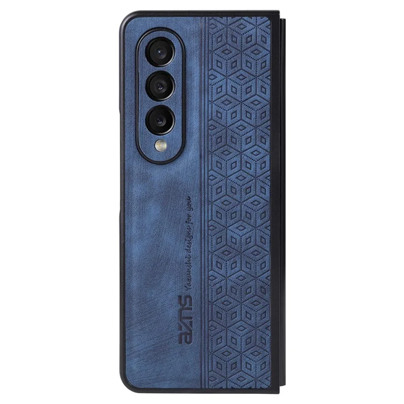 AZNS Custodia per telefono per Samsung Galaxy Z Fold4 5G, motivo impresso in pelle PU rivestita in TPU, cover posteriore antiurto - Blu