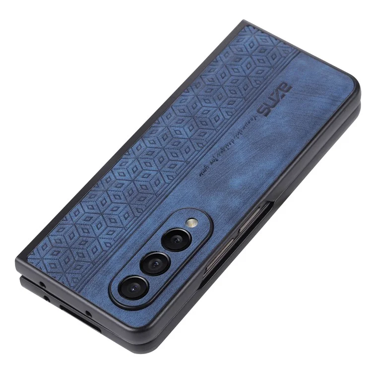 AZNS Custodia per telefono per Samsung Galaxy Z Fold4 5G, motivo impresso in pelle PU rivestita in TPU, cover posteriore antiurto - Blu
