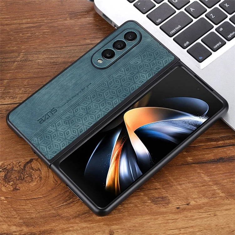AZNS Чехол для Samsung Galaxy Z Fold4 5G с тисненым узором, покрытый ПУ-кожей, ТПУ противоударный задний чехол - зеленый