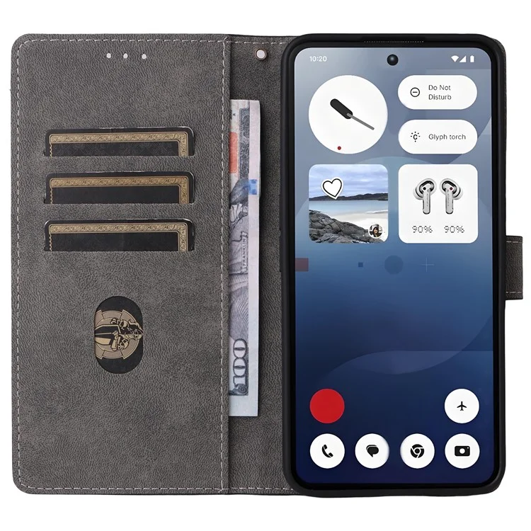 For Nothing Phone (3a) Case Wallet RFID Blocking PU Leather Cover Viewing Stand - Black