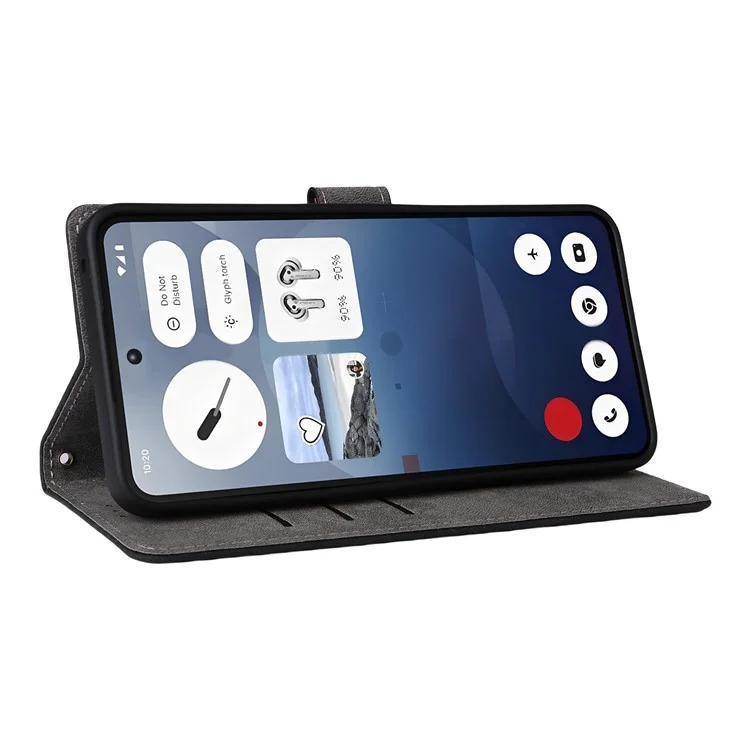 For Nothing Phone (3a) Case Wallet RFID Blocking PU Leather Cover Viewing Stand - Black