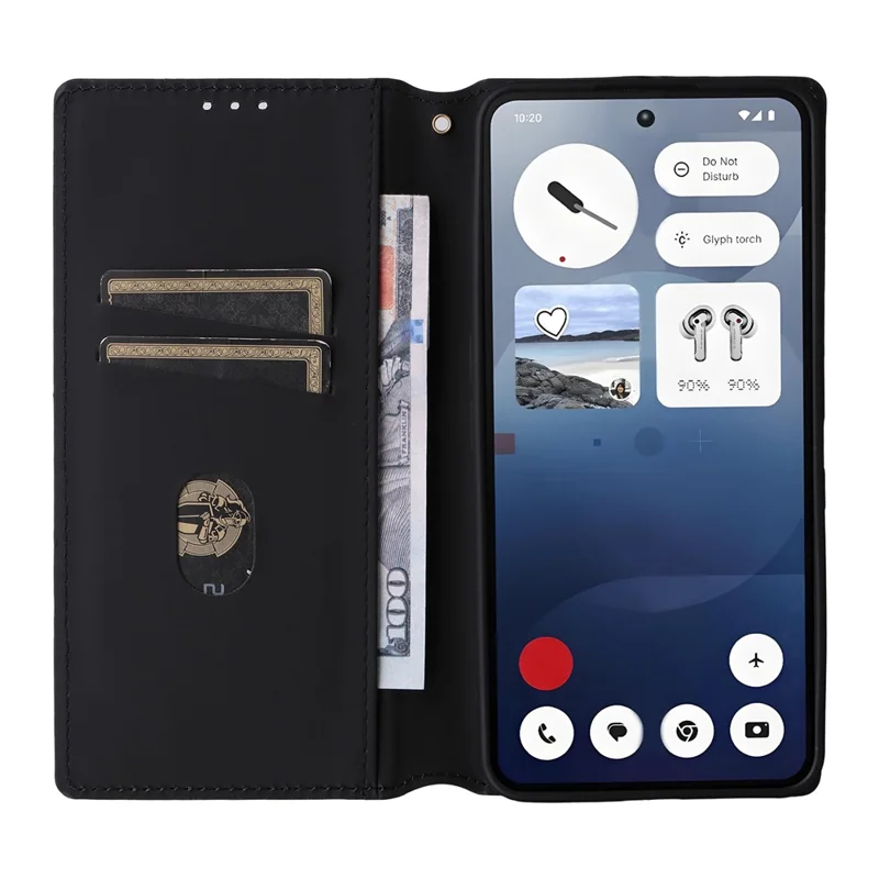 For Nothing Phone (3a) Case Wallet Rhombus Imprinted Leather Phone Cover - Black