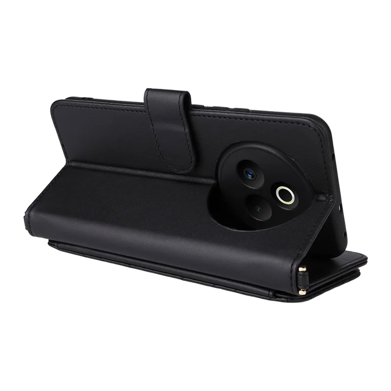 Étui pour Realme P3 Pro 5G avec Sangle de Shoulder Portefeuille Housse en Cuir pour Téléphone - Noir