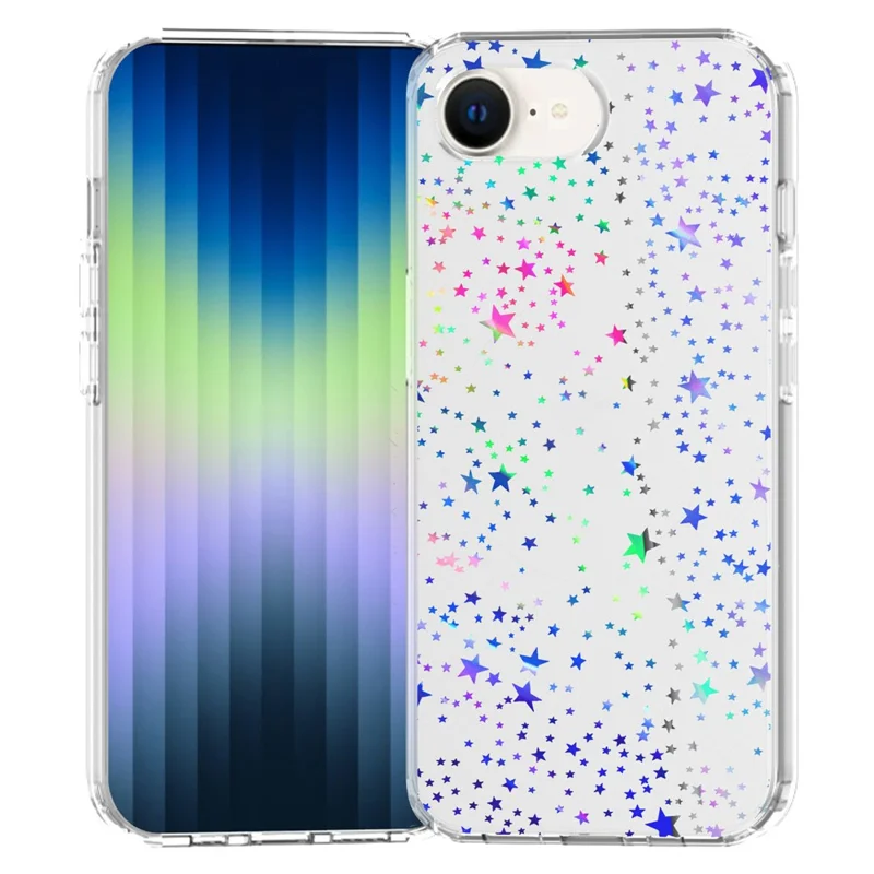 For iPhone 16e Case Laser Effect IMD PC + TPU Phone Back Cover - Star