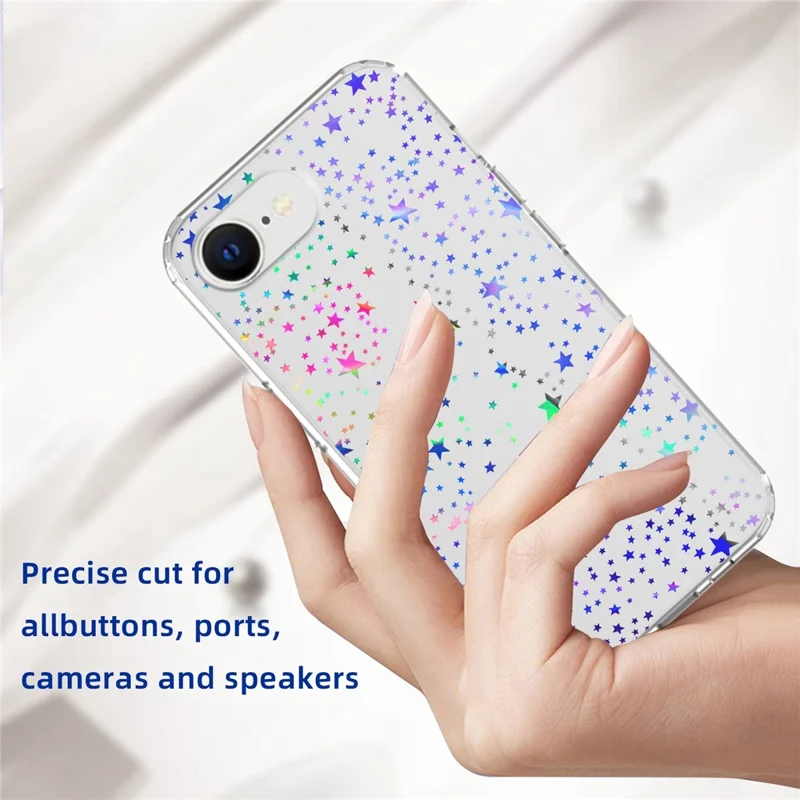 For iPhone 16e Case Laser Effect IMD PC + TPU Phone Back Cover - Star
