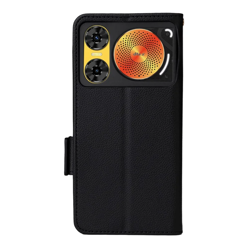 For ZTE nubia Music 2 Case with Wrist Strap Litchi Texture PU Leather Wallet Phone Cover - Black