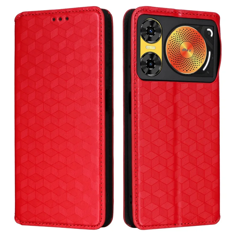 For ZTE nubia Music 2 Case Wallet Rhombus Imprinted Leather Phone Cover - Red