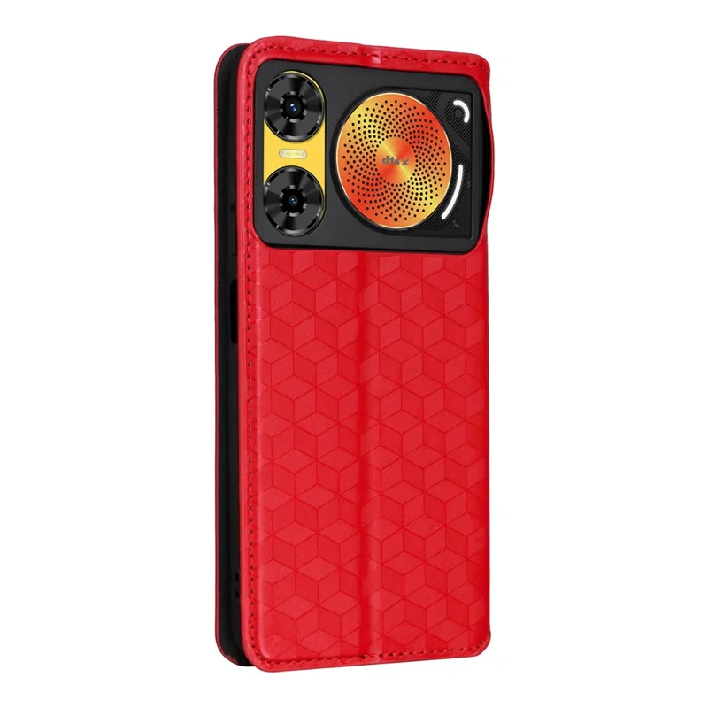 For ZTE nubia Music 2 Case Wallet Rhombus Imprinted Leather Phone Cover - Red