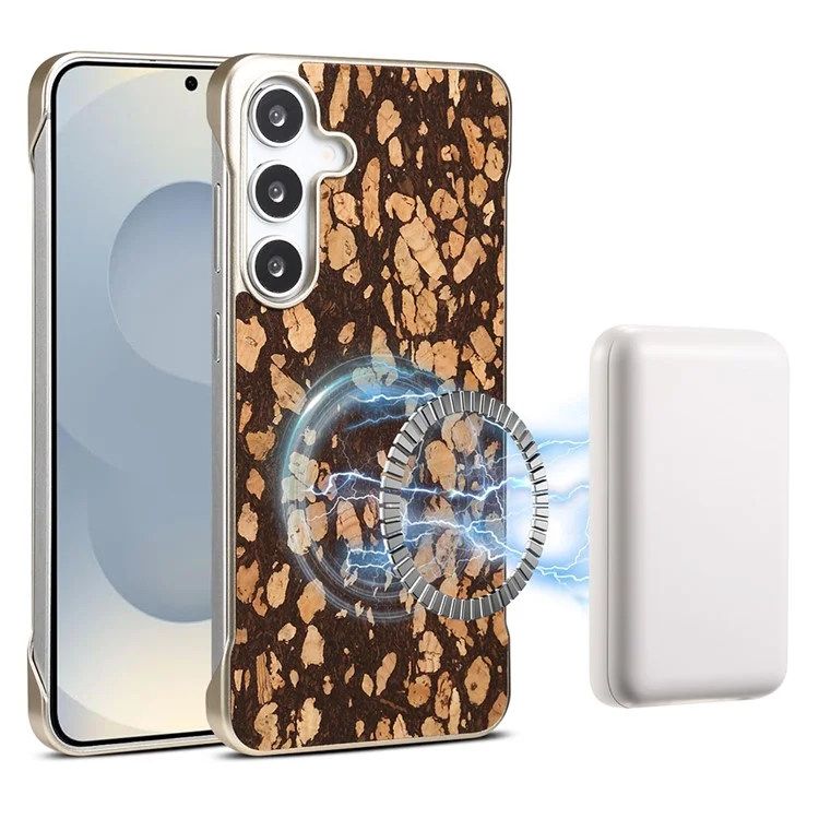 For Samsung Galaxy S25 Phone Case Compatible with MagSafe Embossed Pattern PC Mobile Cover - Granule Black
