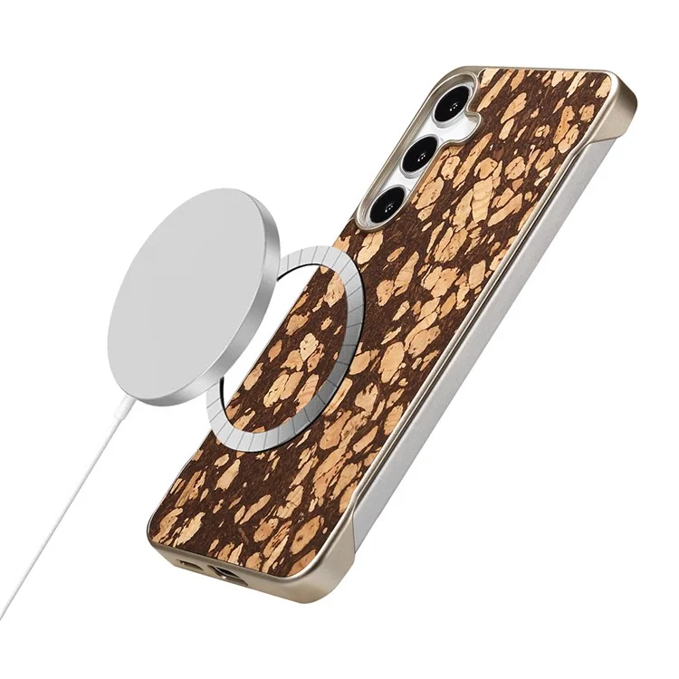 For Samsung Galaxy S25 Phone Case Compatible with MagSafe Embossed Pattern PC Mobile Cover - Granule Black