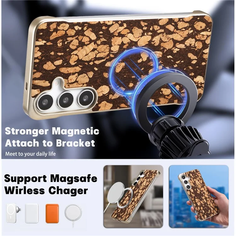For Samsung Galaxy S25 Phone Case Compatible with MagSafe Embossed Pattern PC Mobile Cover - Granule Black