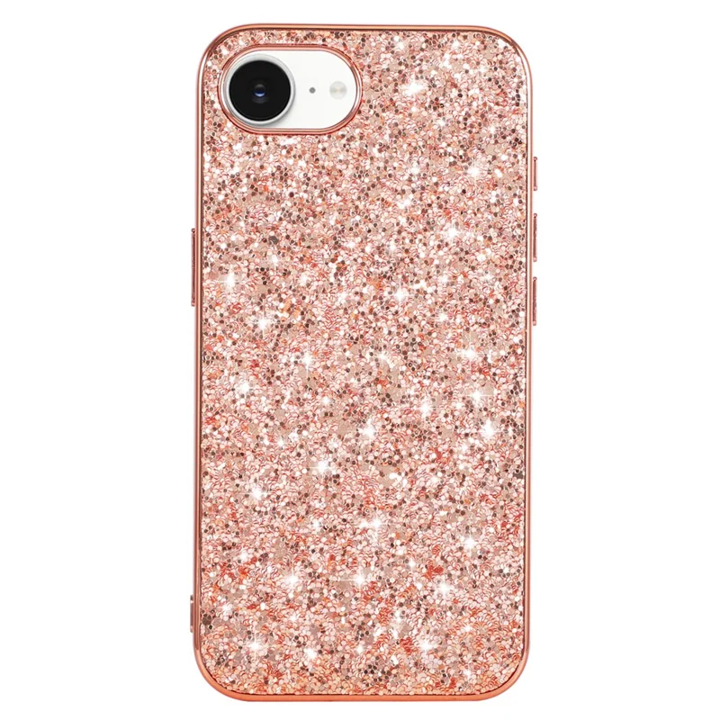 For iPhone 16e Case TPU + PC Sparkling Glitter Phone Back Cover - Rose Gold
