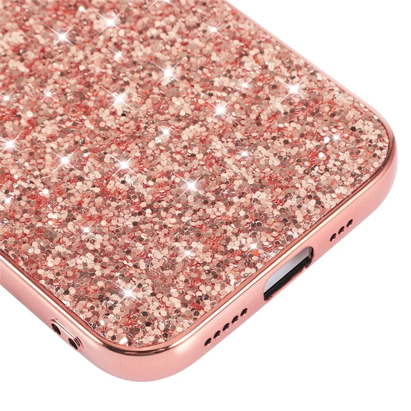 For iPhone 16e Case TPU + PC Sparkling Glitter Phone Back Cover - Rose Gold