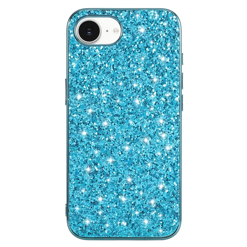 For iPhone 17e / 16e Case TPU + PC Sparkling Glitter Phone Back Cover - Blue
