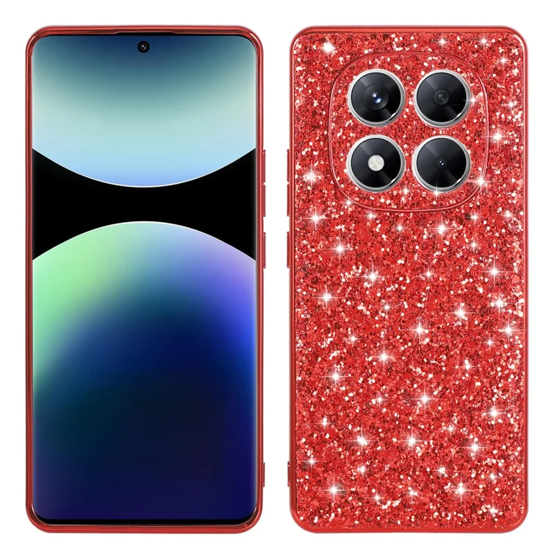For Xiaomi Redmi Note 14 Pro 4G Case TPU + PC Sparkling Glitter Phone Back Cover - Red
